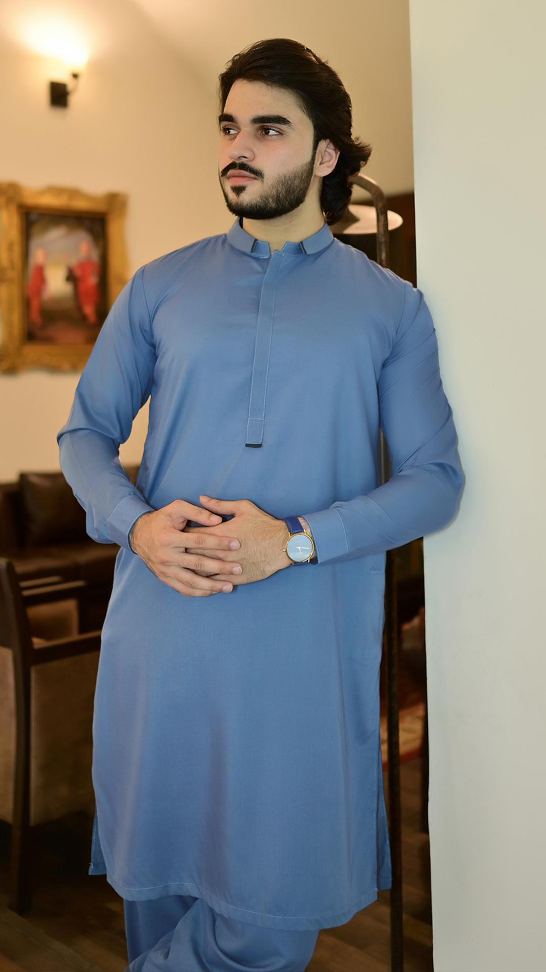 Signature Stitched Suit - Slate Blue