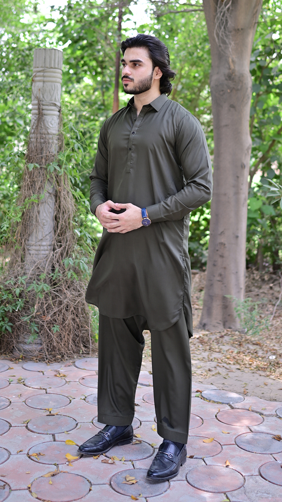 Signature Stitched Suit - Bottle Green