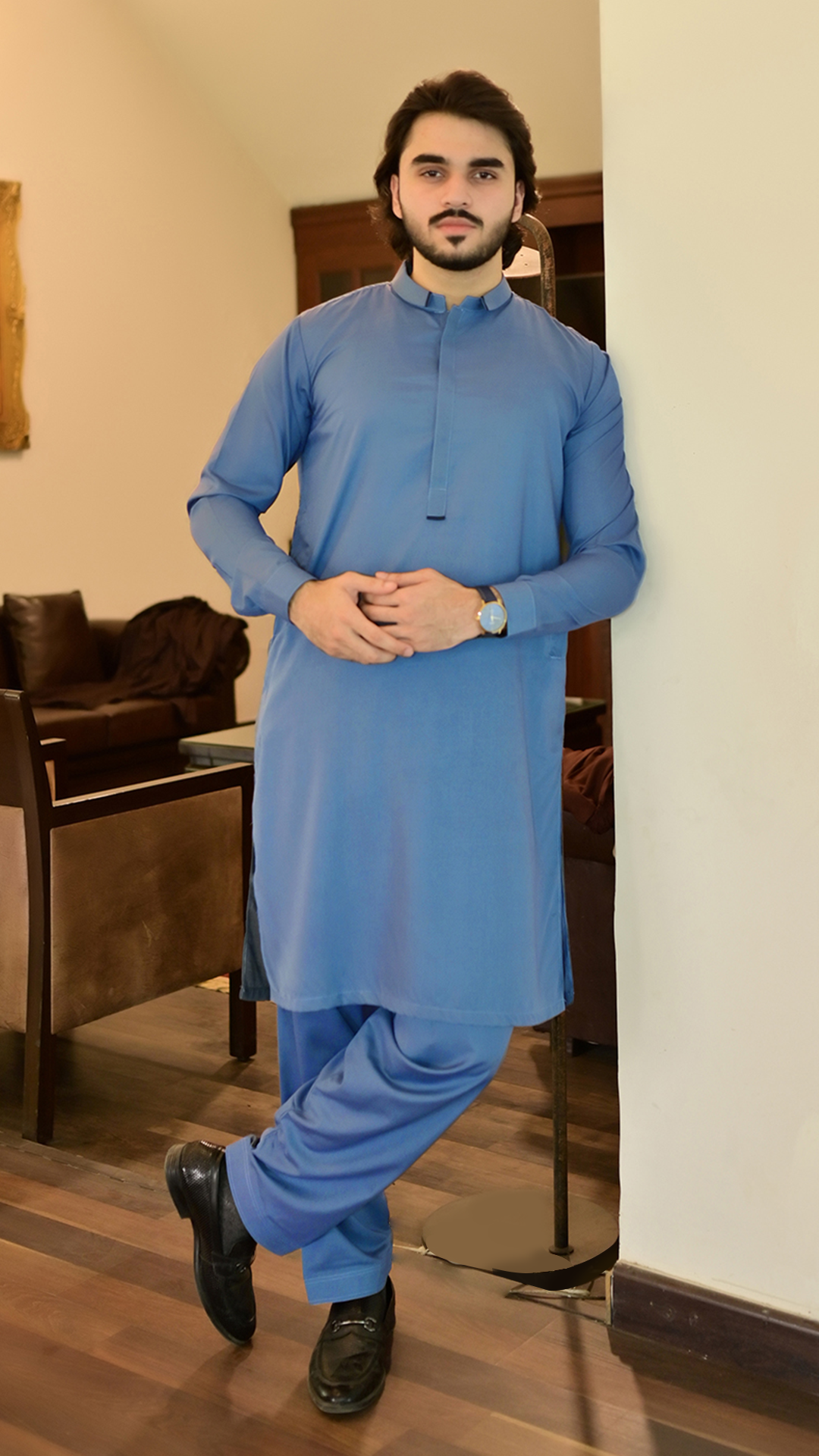 Signature Stitched Suit - Slate Blue