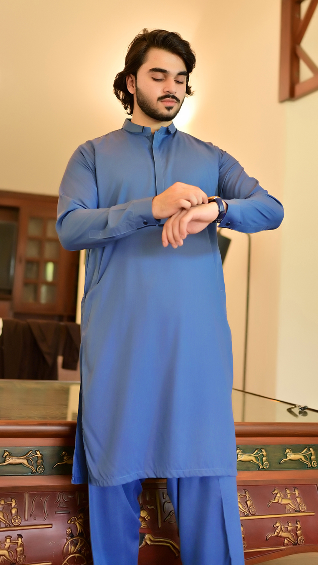 Signature Stitched Suit - Slate Blue