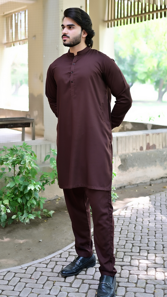 Signature Stitched Suit - Magenta Red