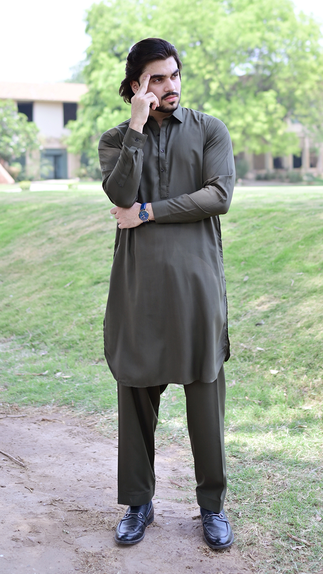 Signature Stitched Suit - Bottle Green