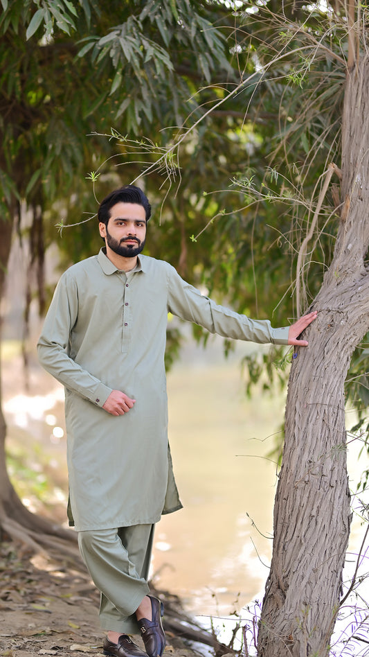 Premium Stitched Suit - Green Dawn Collar